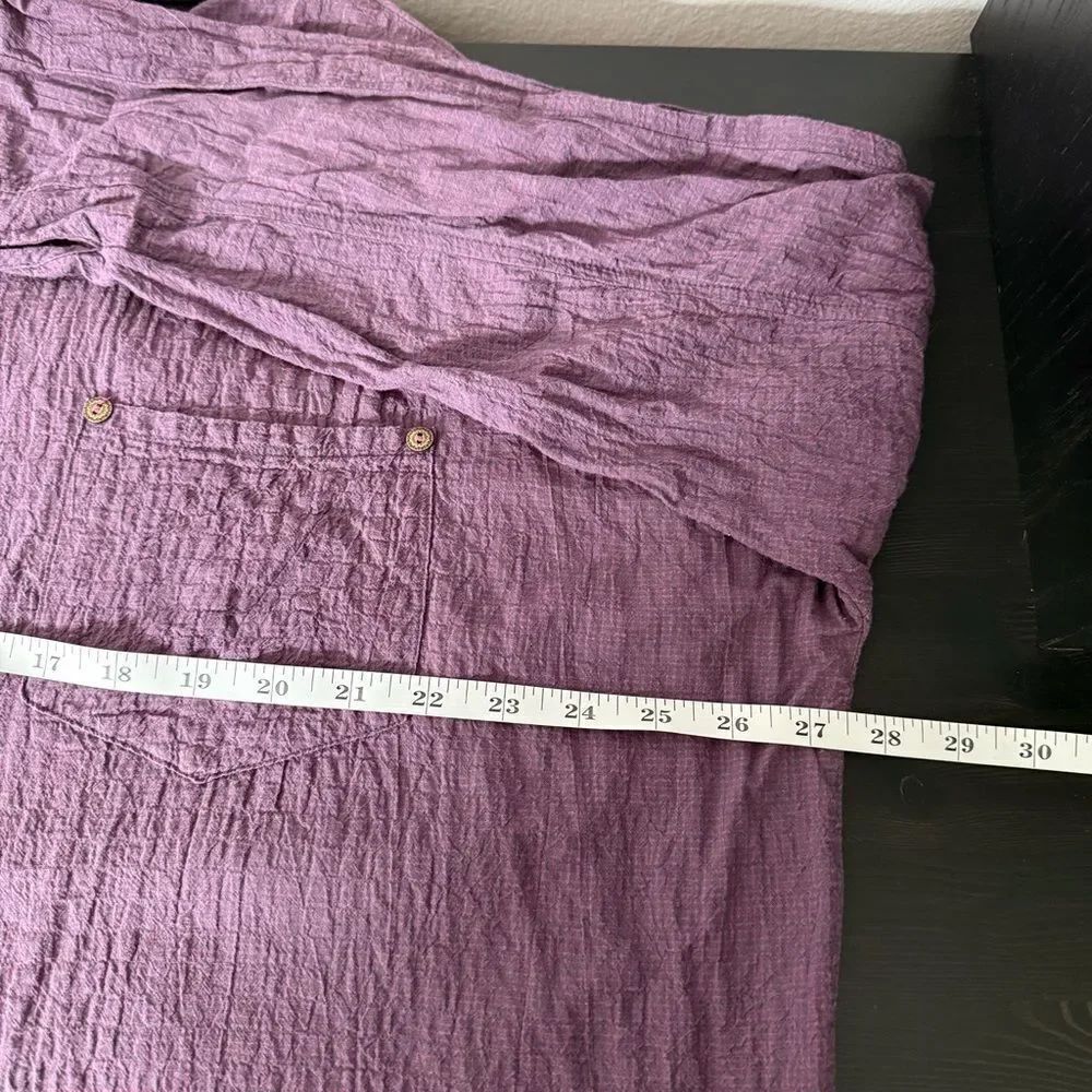 Free People Love Her Madly Shirt Sz M Purple Oversized Button Up Puckered Boho - Picture 10 of 11